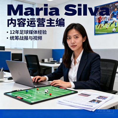 Maria Silva 内容运营主编，12年足球媒体经验，统筹战报与视频